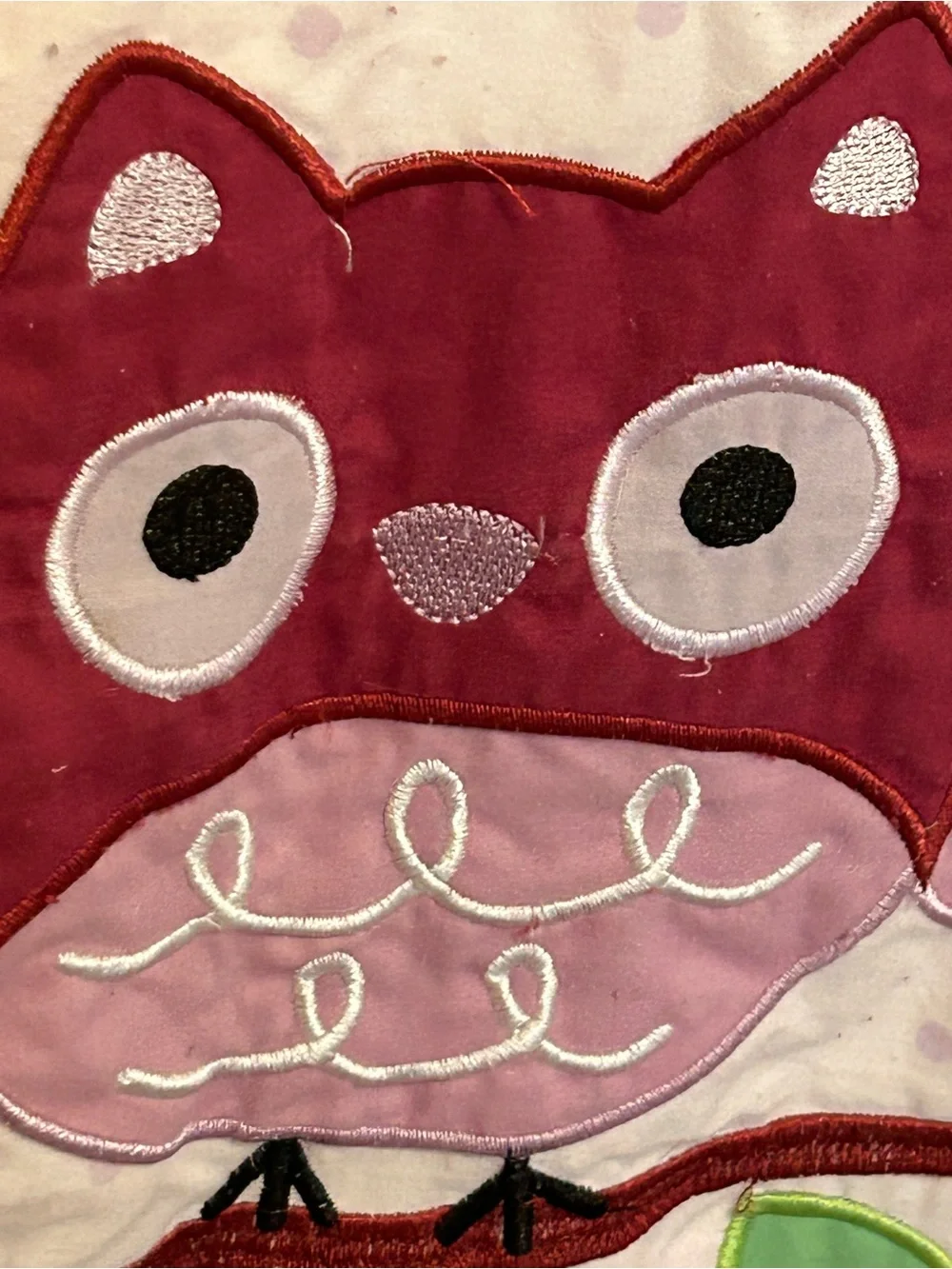 Pink and Green Owl & Bird Quilted Baby Throw Blanket